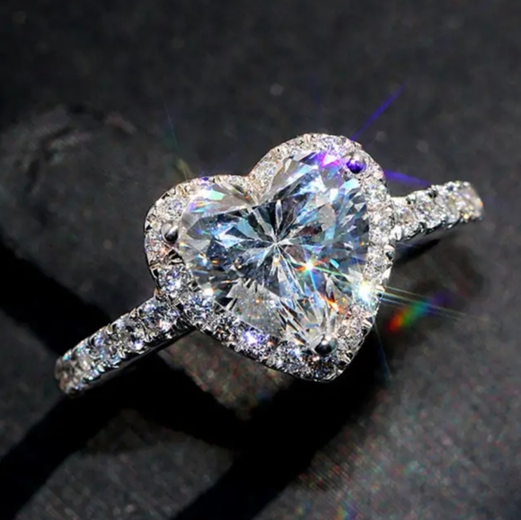 Jewelry - Size 8 925 Sterling Silver Plated Heart Zirconia Ring